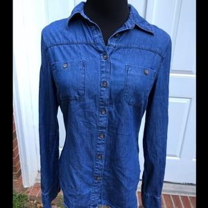 Merona Chambray Button-Down Long Sleeve Shirt